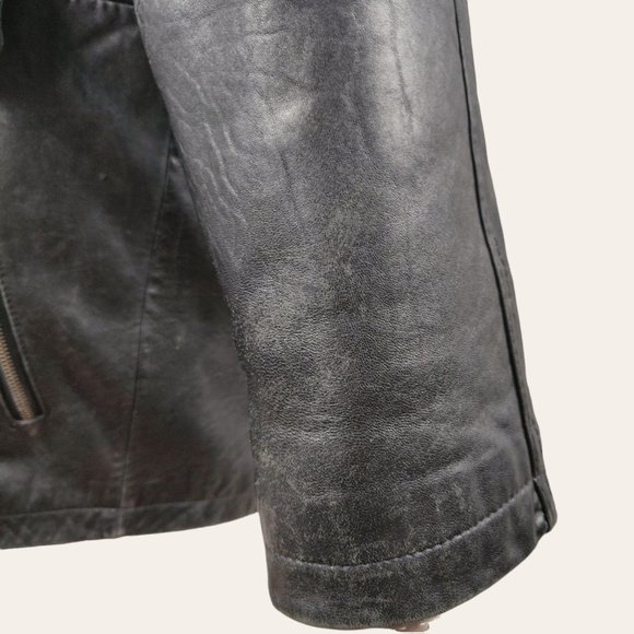 Vintage 1980s Supple Black Leather Trench Coat NEW WAVE French Tradition Express - Picture 11 of 16